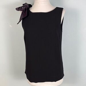 J. Crew Womens 2 Black Purple Sequined Shoulder Bow Lined Drapey Tank Top NWT